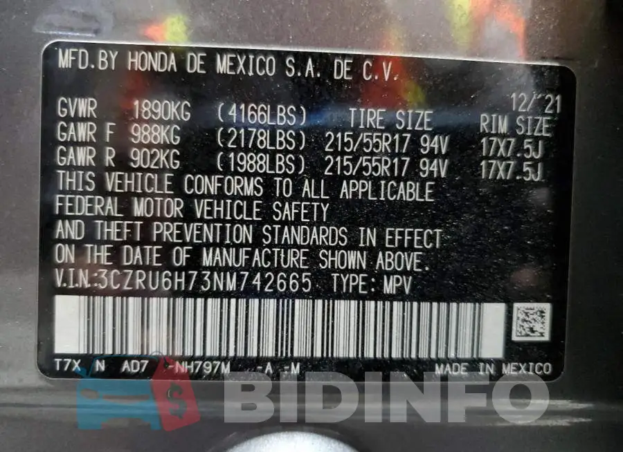 3CZRU6H73NM742665 Photo# 13