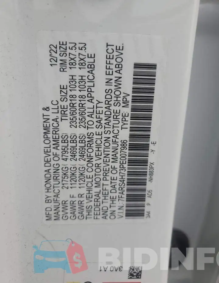 7FARS4H73PE007986 Photo# 13