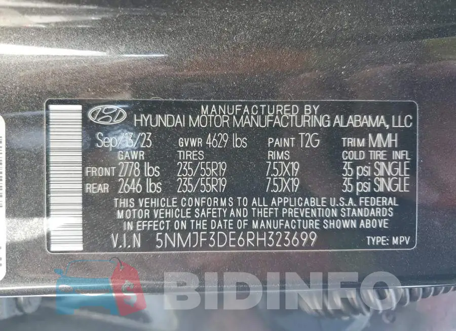 5NMJF3DE6RH323699 Photo# 13