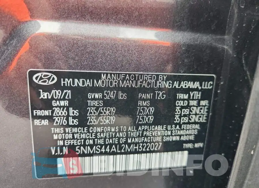 5NMS44AL2MH322027 Photo# 13
