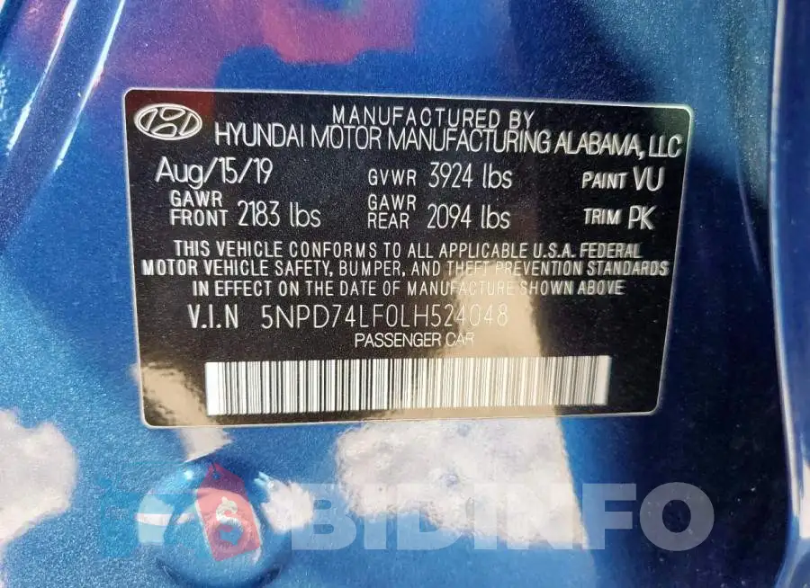 5NPD74LF0LH524048 Photo# 12