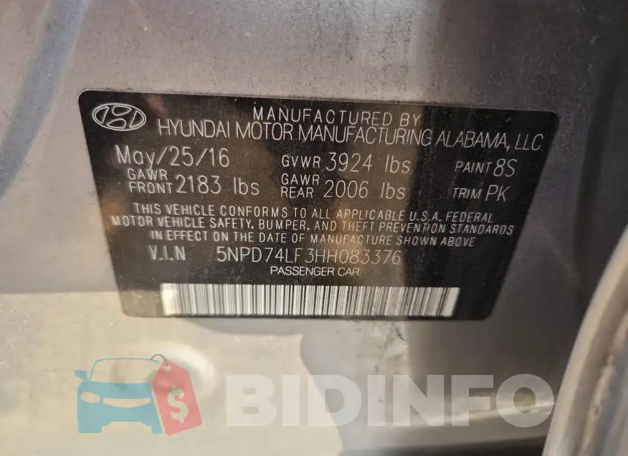 5NPD74LF3HH083376 Photo# 13