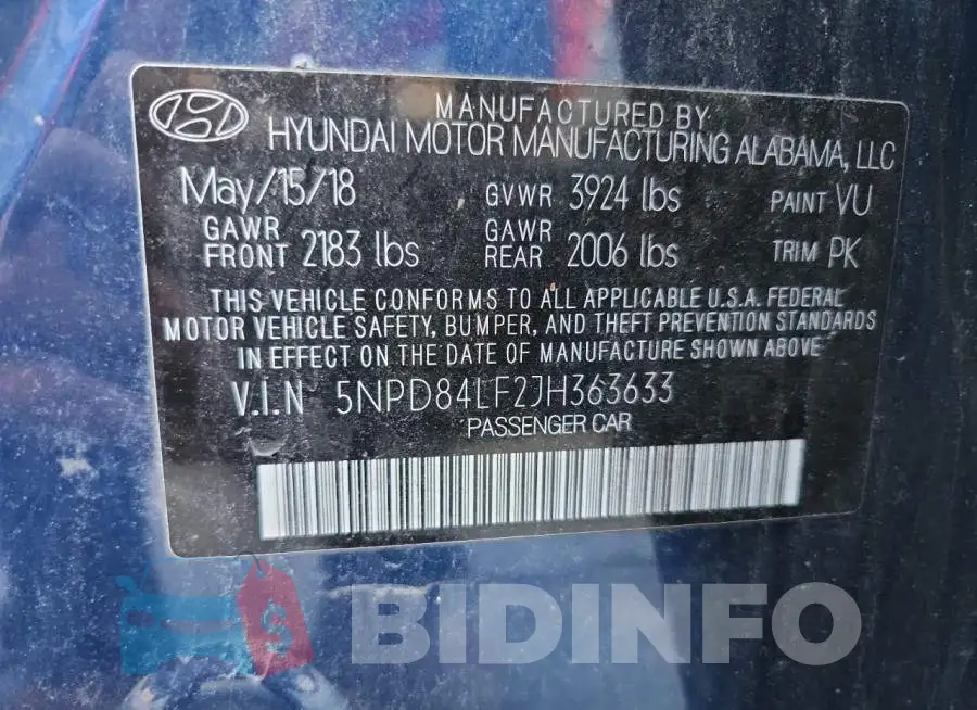 5NPD84LF2JH363633 Photo# 13