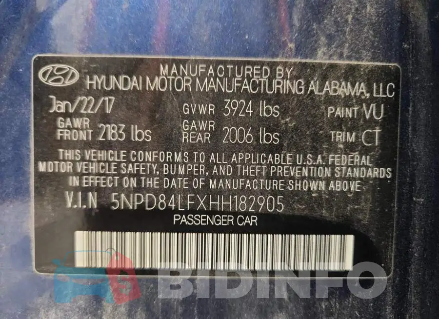 5NPD84LFXHH182905 Photo# 12