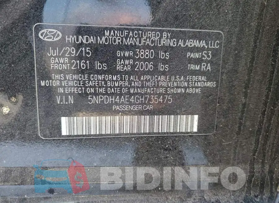 5NPDH4AE4GH735475 Photo# 12