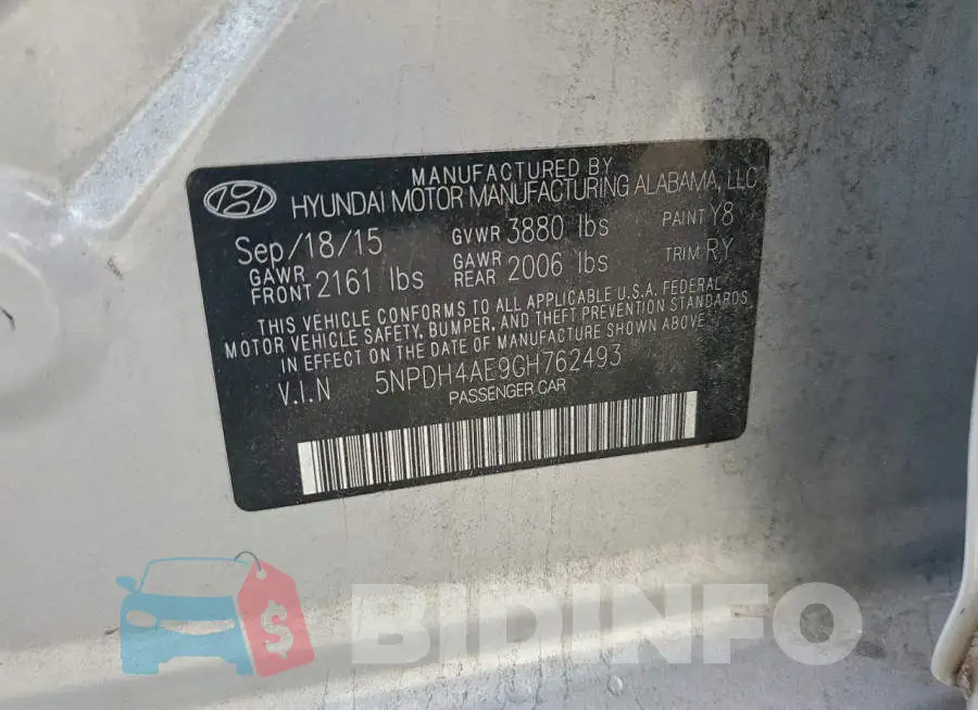 5NPDH4AE9GH762493 Photo# 12