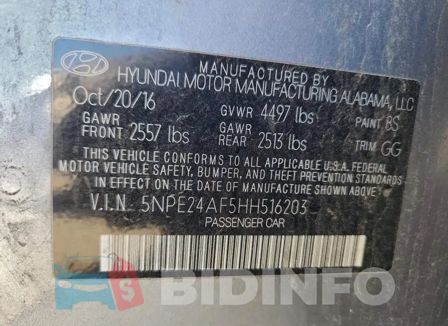 5NPE24AF5HH516203 Photo# 12