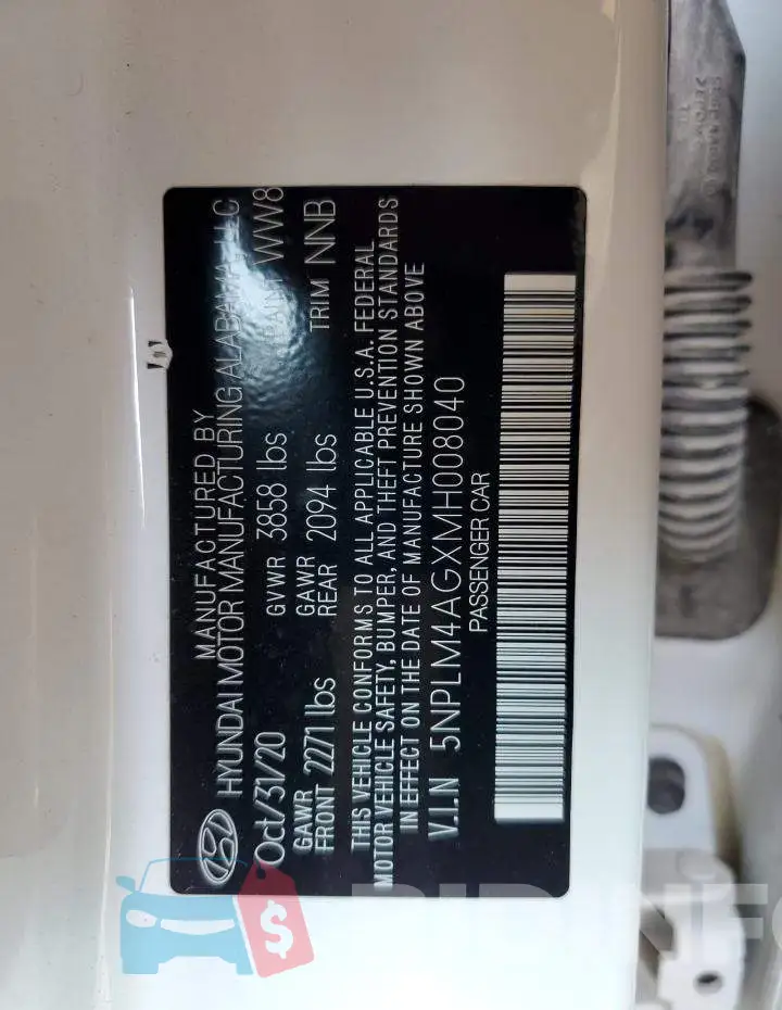 5NPLM4AGXMH008040 Photo# 12
