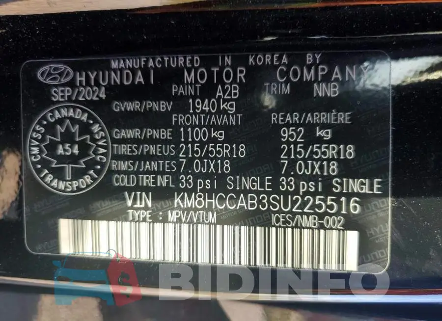 KM8HCCAB3SU225516 Photo# 14
