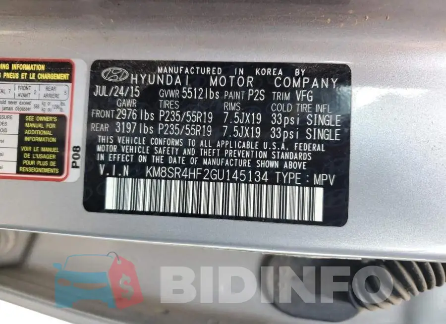 KM8SR4HF2GU145134 Photo# 12