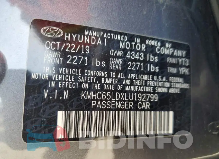 KMHC65LDXLU192799 Photo# 12