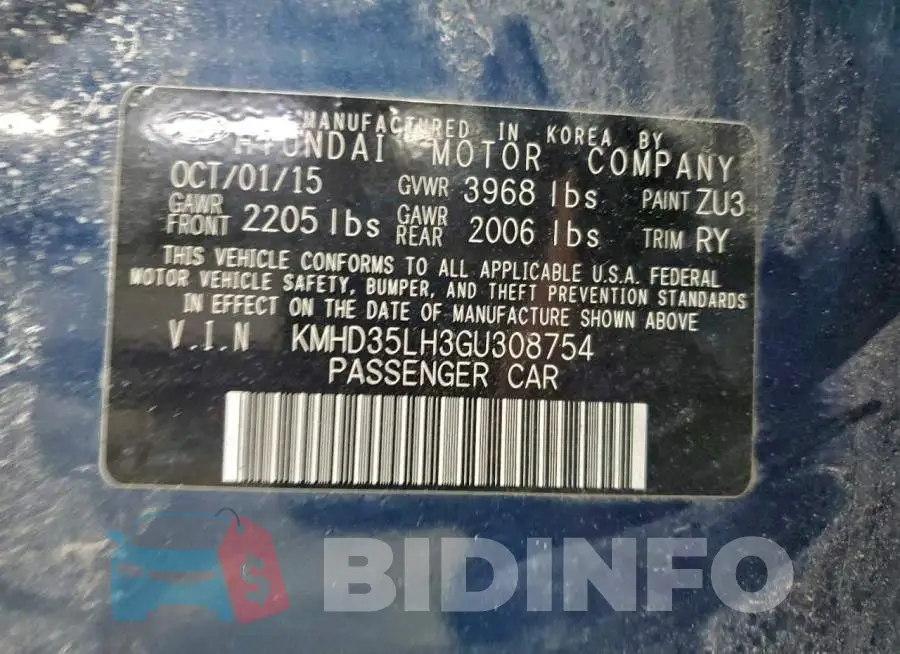 KMHD35LH3GU308754 Photo# 12