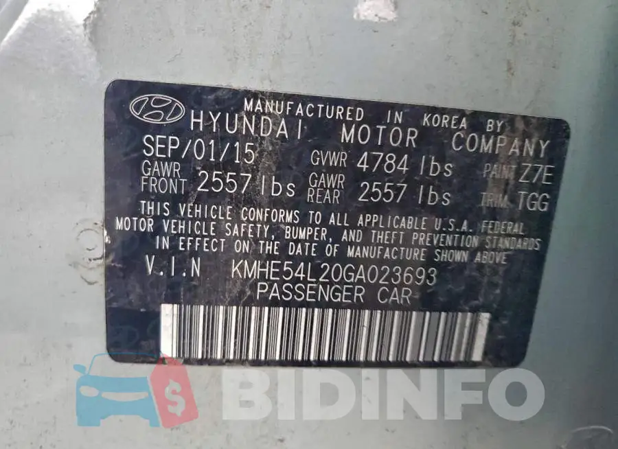 KMHE54L20GA023693 Photo# 12