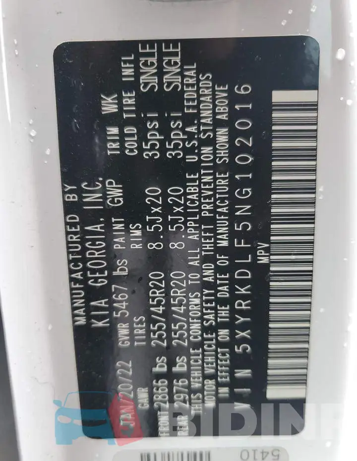 5XYRKDLF5NG102016 Photo# 14