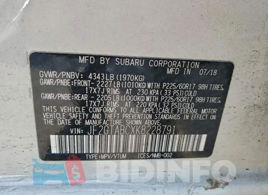 JF2GTABCXK8228791 Photo# 13