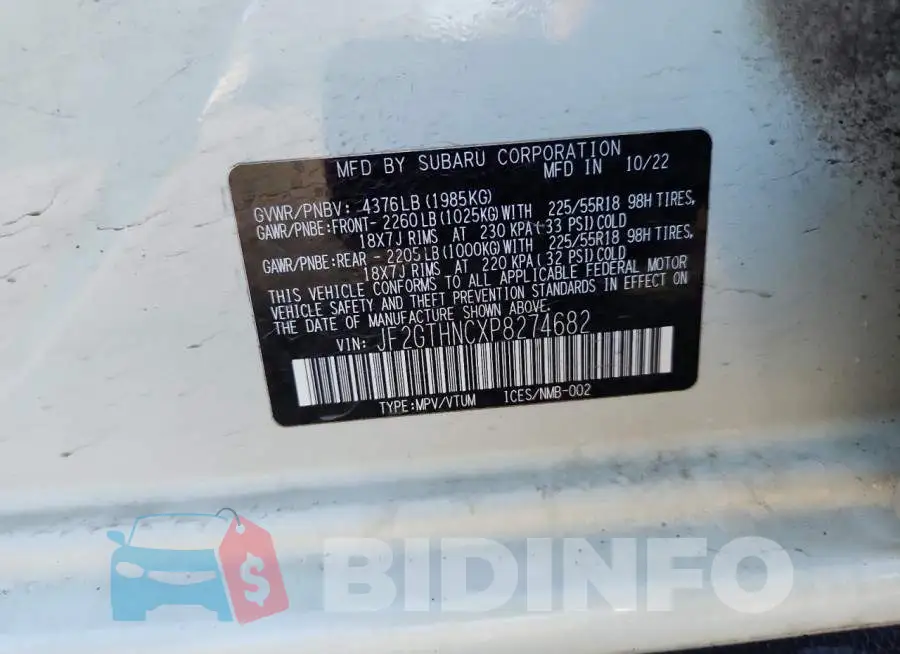 JF2GTHNCXP8274682 Photo# 13
