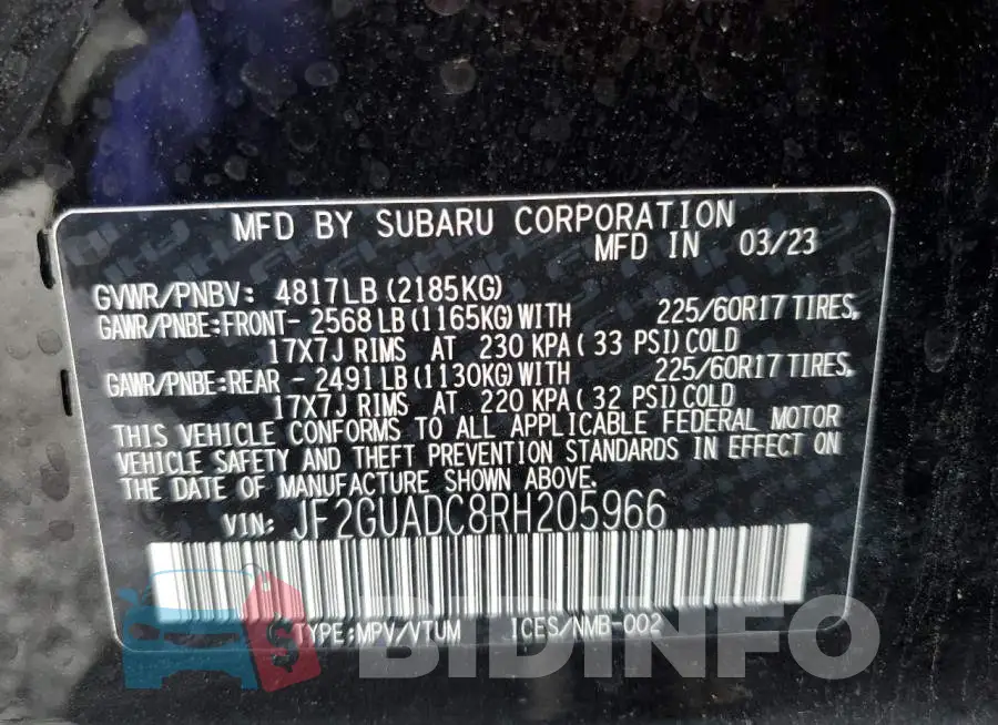 JF2GUADC8RH205966 Photo# 14
