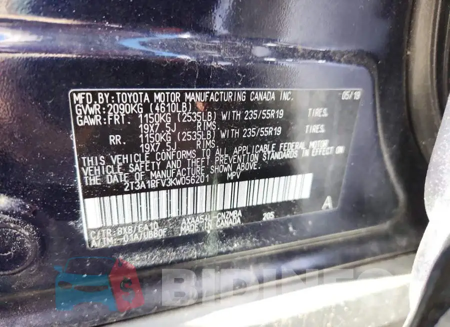 2T3A1RFV3KW056201 Photo# 12