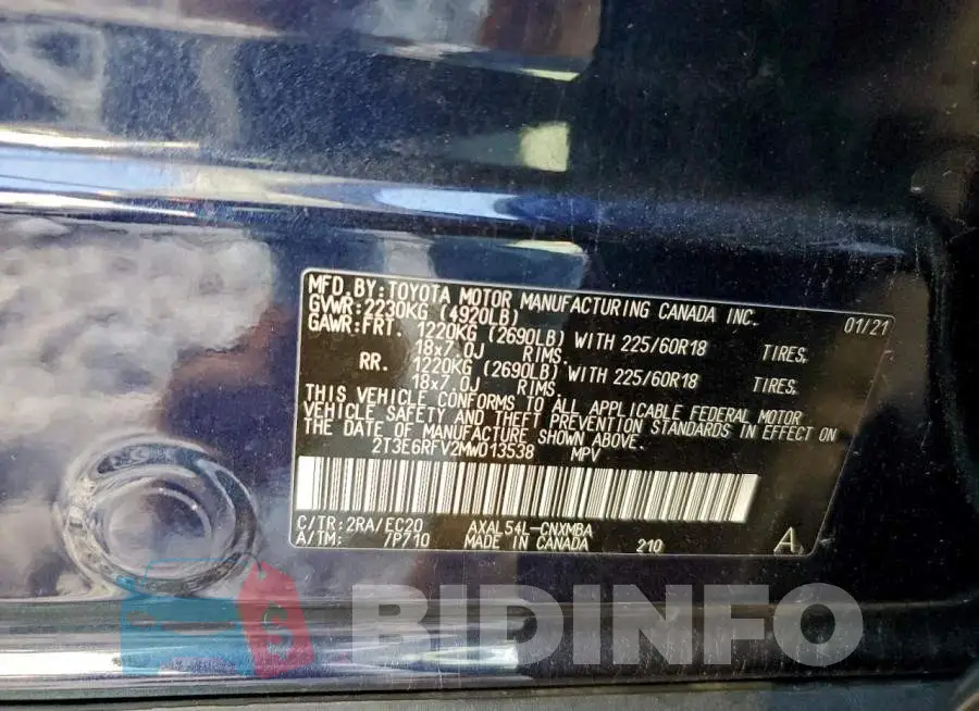 2T3E6RFV2MW013538 Photo# 13