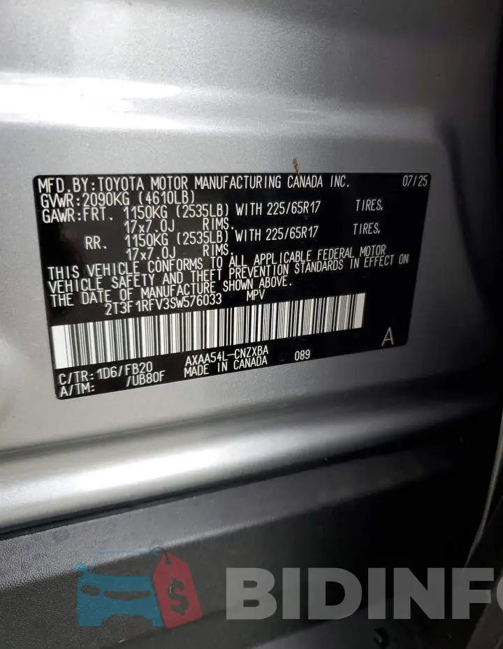 2T3F1RFV3SW576033 Photo# 13