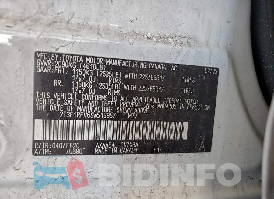 2T3F1RFV6SW516957 Photo# 13