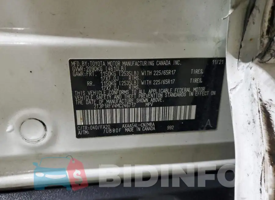 2T3P1RFV4MC246717 Photo# 13