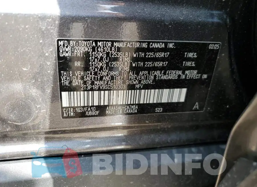 2T3P1RFV9SC510303 Photo# 12