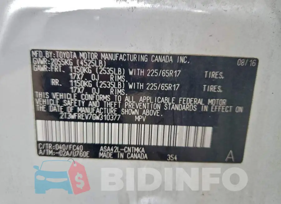 2T3WFREV7GW310377 Photo# 14