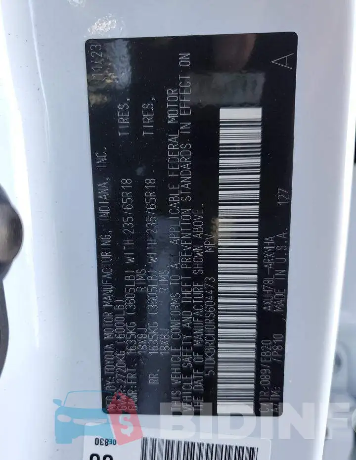 5TDKBRCH0RS604473 Photo# 14