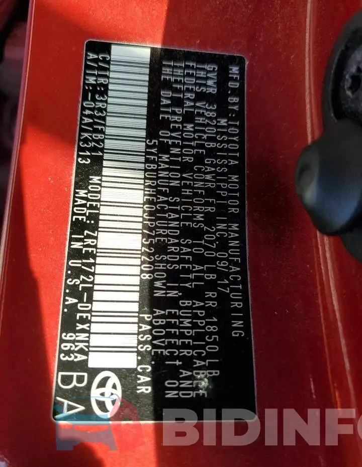 5YFBURHE0JP752208 Photo# 12