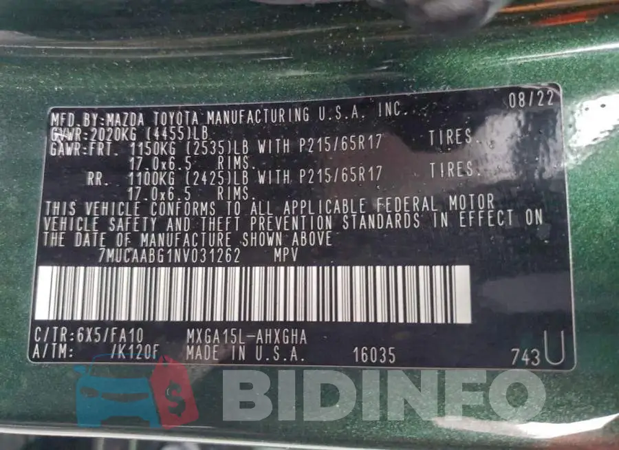 7MUCAABG1NV031262 Photo# 13