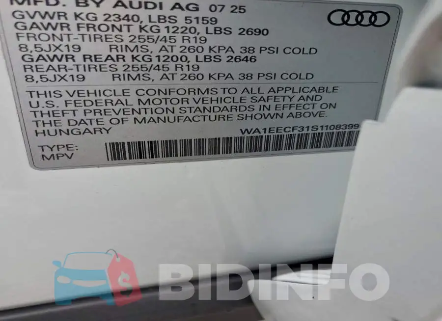 WA1EECF31S1108399 Photo# 13