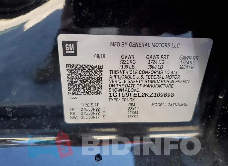 1GTU9FEL2KZ109698 Photo# 12