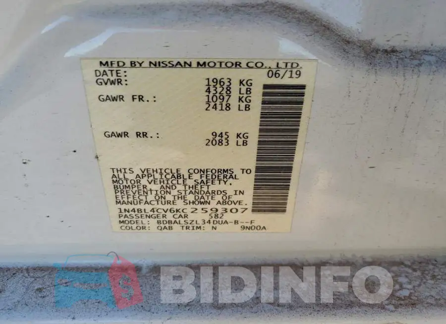 1N4BL4CV6KC259307 Photo# 12