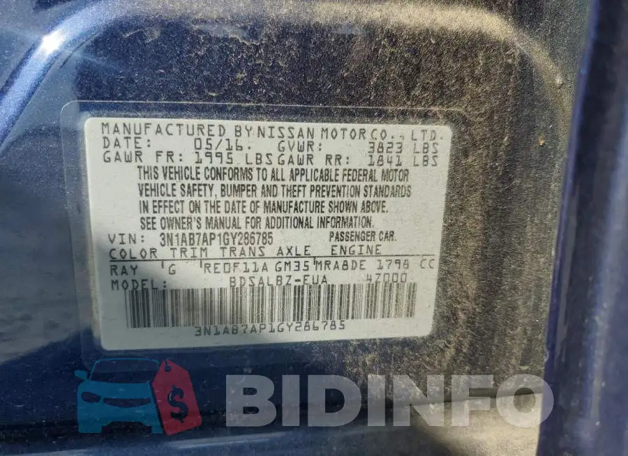 3N1AB7AP1GY286785 Photo# 12