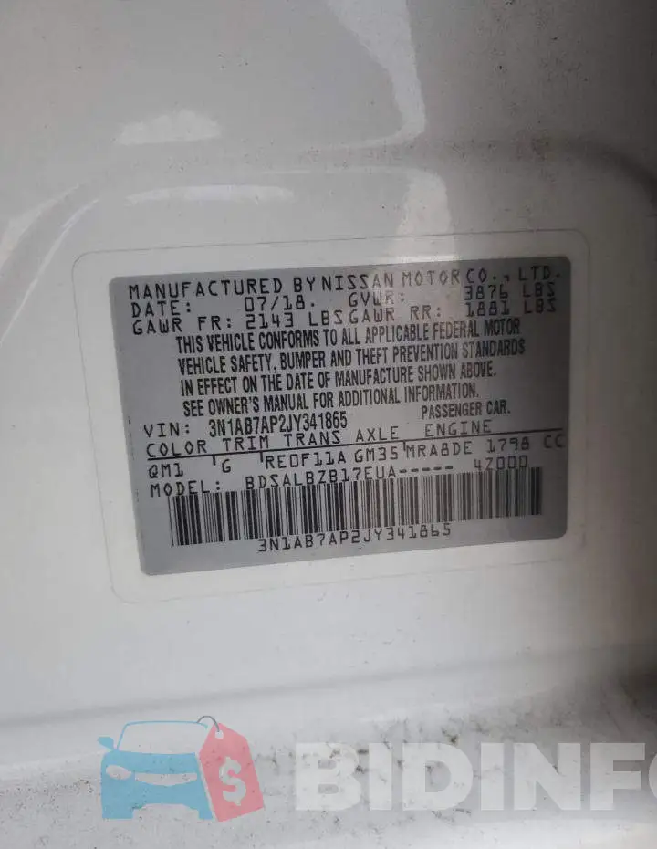 3N1AB7AP2JY341865 Photo# 12