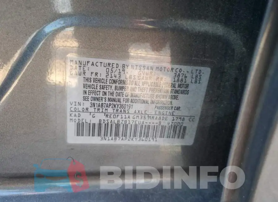 3N1AB7AP2KY360191 Photo# 12
