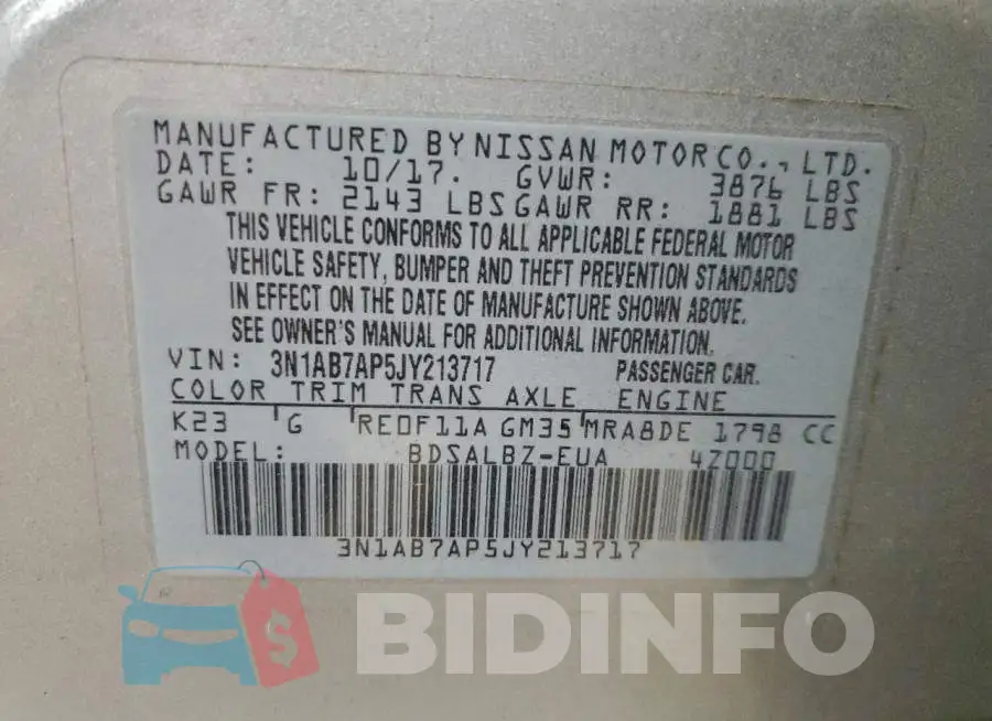 3N1AB7AP5JY213717 Photo# 12