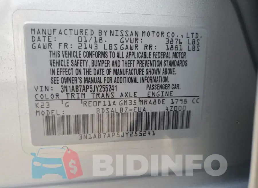 3N1AB7AP5JY255241 Photo# 13