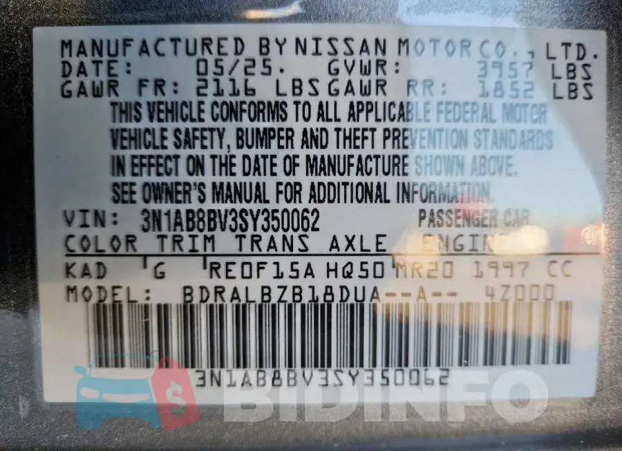 3N1AB8BV3SY350062 Photo# 13