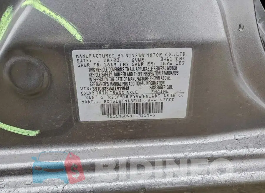 3N1CN8BV4LL911948 Photo# 13
