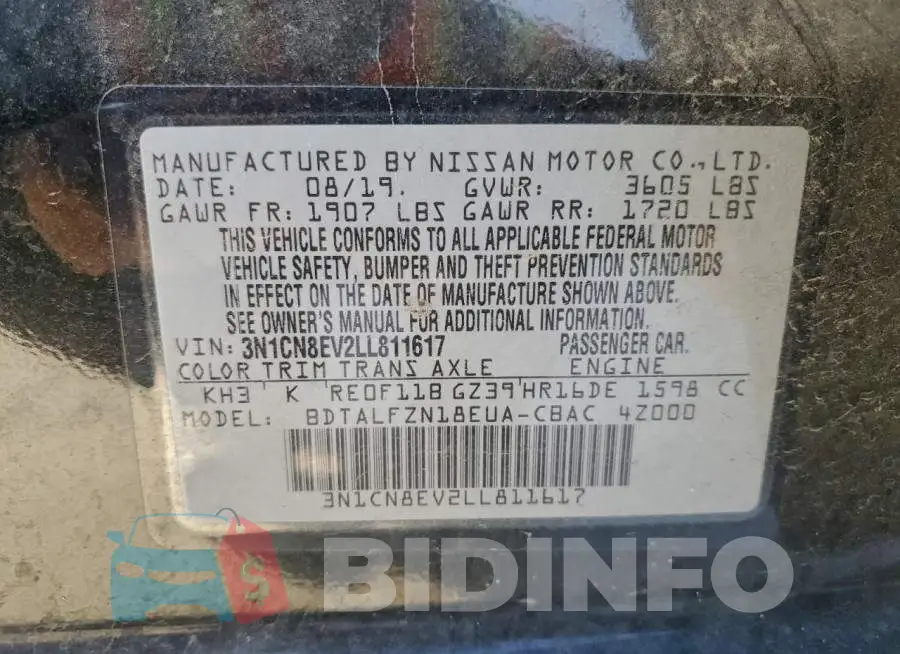 3N1CN8EV2LL811617 Photo# 12