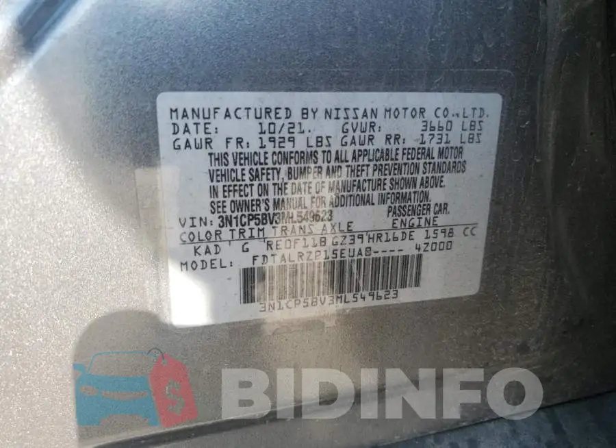 3N1CP5BV3ML549623 Photo# 12
