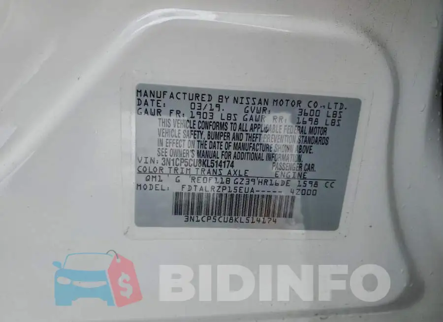 3N1CP5CU8KL514174 Photo# 14