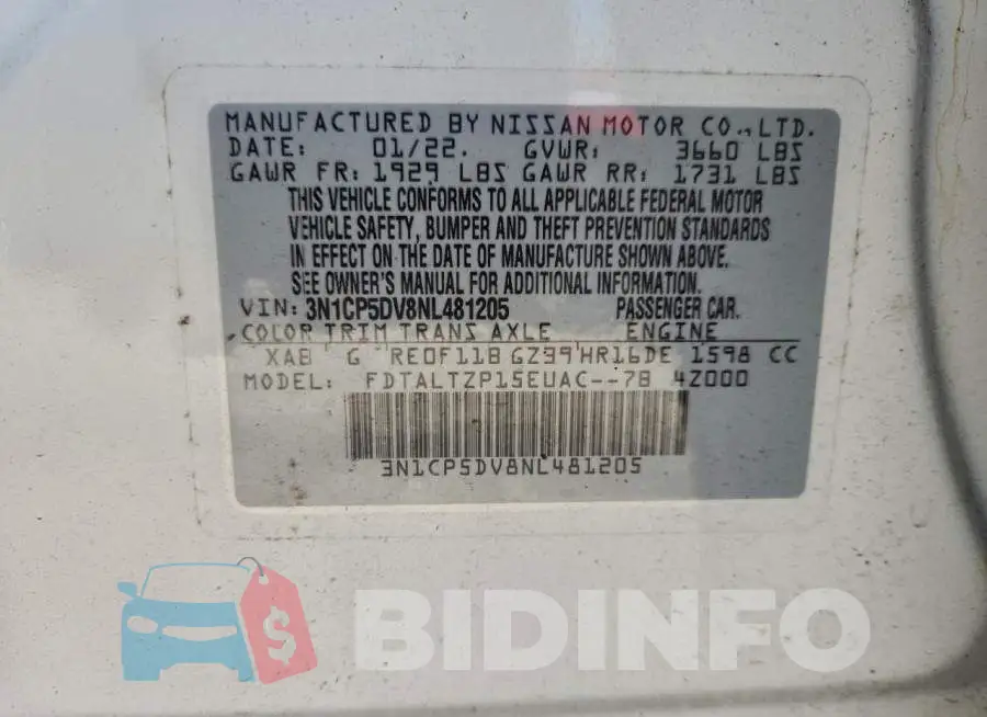 3N1CP5DV8NL481205 Photo# 14