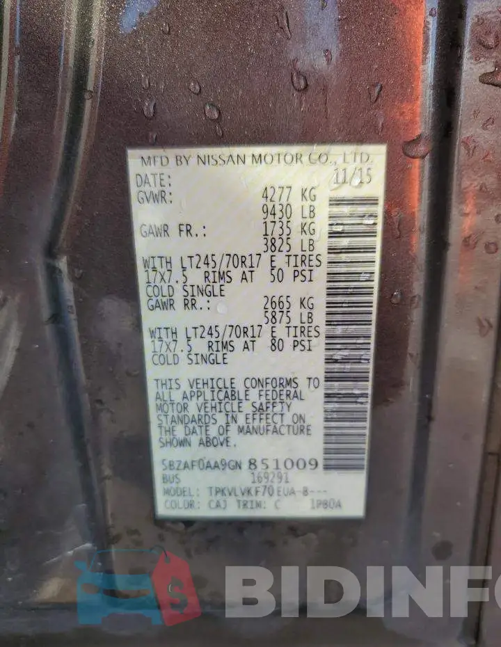 5BZAF0AA9GN851009 Photo# 13