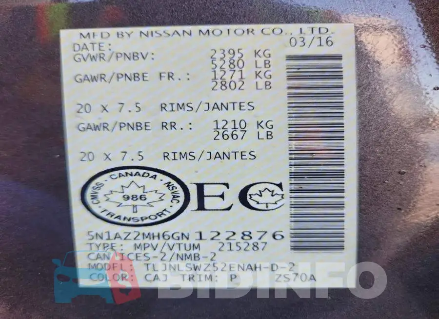 5N1AZ2MH6GN122876 Photo# 13