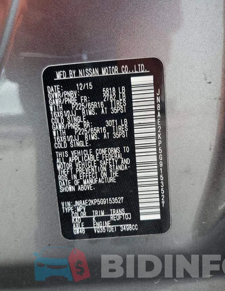 JN8AE2KP5G9153527 Photo# 14