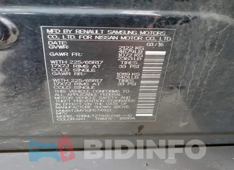 KNMAT2MV1GP674821 Photo# 13