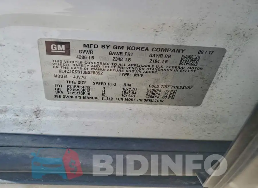 KL4CJCSB1JB528852 Photo# 12